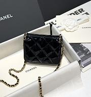 Fortok Chanel 24A Black Patent Leather Braided Heart Chain Bag 12.5x9.5x3cm - 6