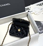 Fortok Chanel 24A Black Patent Leather Braided Heart Chain Bag 12.5x9.5x3cm - 2