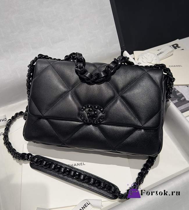 Fortok Chanel So Black 19Bag Flap Bag 16x26x9cm - 1