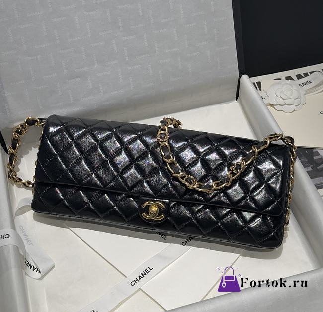 Fortok Chanel 24A Maxi Baguette Clutch Black 18x38x4cm - 1