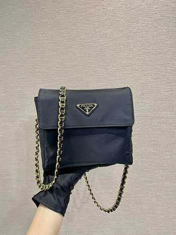 Fortok Prada Vintage Chain Diamond Shoulder Bag Black 1BD648 18x17x5cm