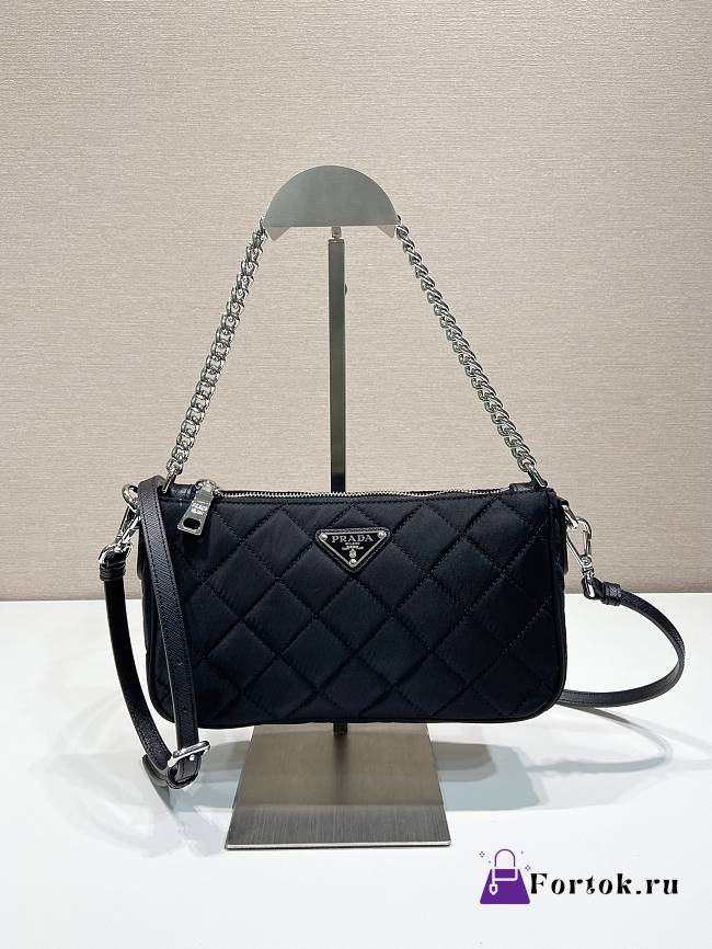 Fortok Prada Underarm Bag Black 1BH026 25x14x6.5cm - 1