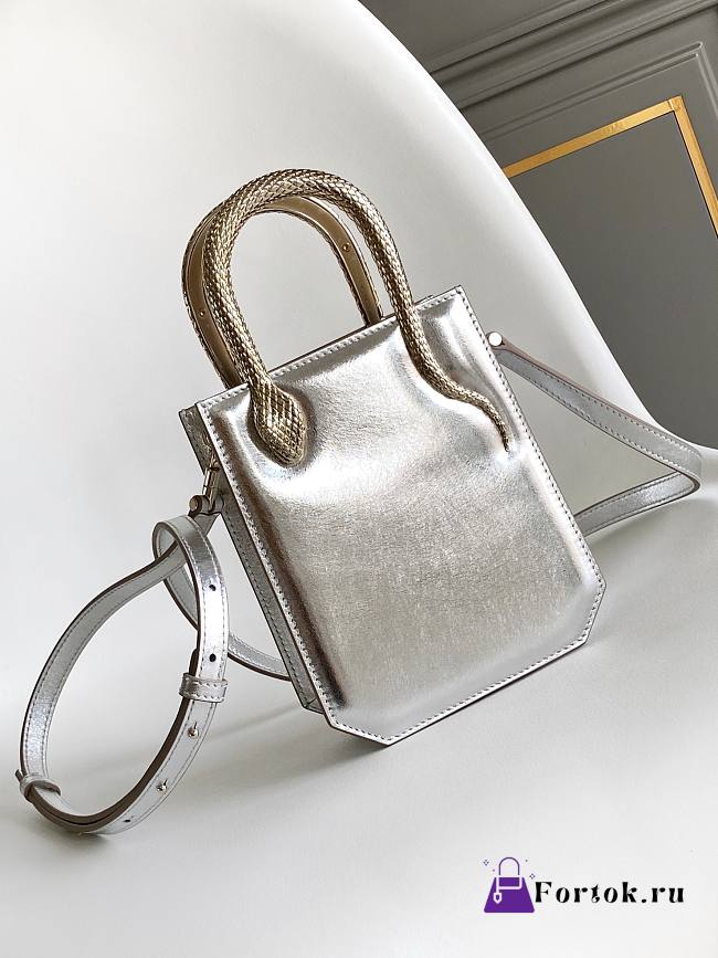 Fortok Bvlgari Serpenti Tote Bag Silver 13x17.5x5.5cm  - 1