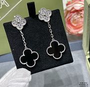 Fortok Van Cleef & Arpels Black Agate & Diamond Two-flower Four-leaf Clover Earrings - 6