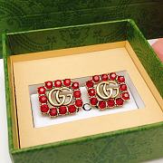 Fortok Gucci Red Diamond Square Earrings GED0139 - 2