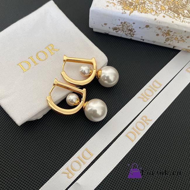 Fortok Dior Letter Size Bead Earrings - 1