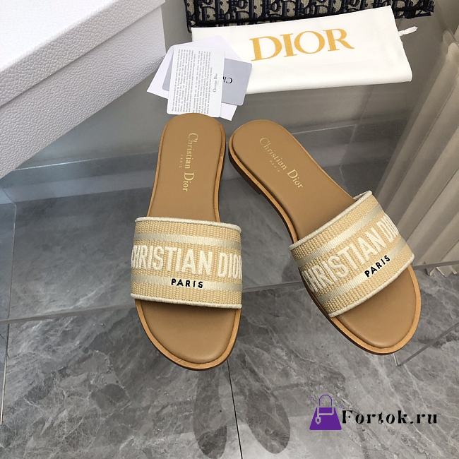  Fortok Dior Dway Natural Raffia And Beige Embroidered Cotton - 1