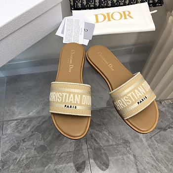  Fortok Dior Dway Natural Raffia And Beige Embroidered Cotton