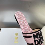 Fortok Dior Dway Heeled Slide Embroidered Cotton and Pale Pink Miss Dior Allover Motif - 5