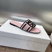 Fortok Dior Dway Heeled Slide Embroidered Cotton and Pale Pink Miss Dior Allover Motif - 3