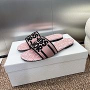 Fortok Dior Dway Heeled Slide Embroidered Cotton and Pale Pink Miss Dior Allover Motif - 2