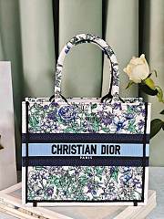 Fortok Dior Book Tote White Multicolor Flowers 36x27x16cm - 1