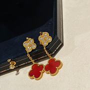 Fortok Van Cleef & Arpels Double Four-leaf Clover Red Earrings - 6