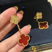 Fortok Van Cleef & Arpels Double Four-leaf Clover Red Earrings - 5
