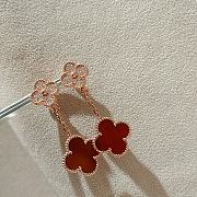 Fortok Van Cleef & Arpels Double Four-leaf Clover Red Earrings - 3