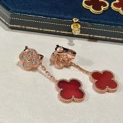 Fortok Van Cleef & Arpels Double Four-leaf Clover Red Earrings - 2