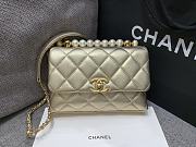 Fortok Chanel Mini Flap Bag Gold With Pearl Top Handle AS5001 12.5×19×7cm - 1