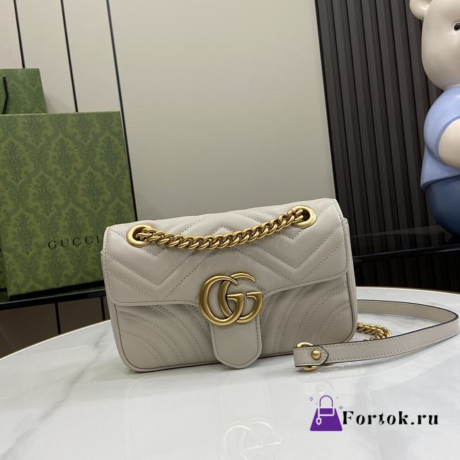 Fortok Gucci GG Marmont Bag in Light Grey 446744 22x13x6cm - 1