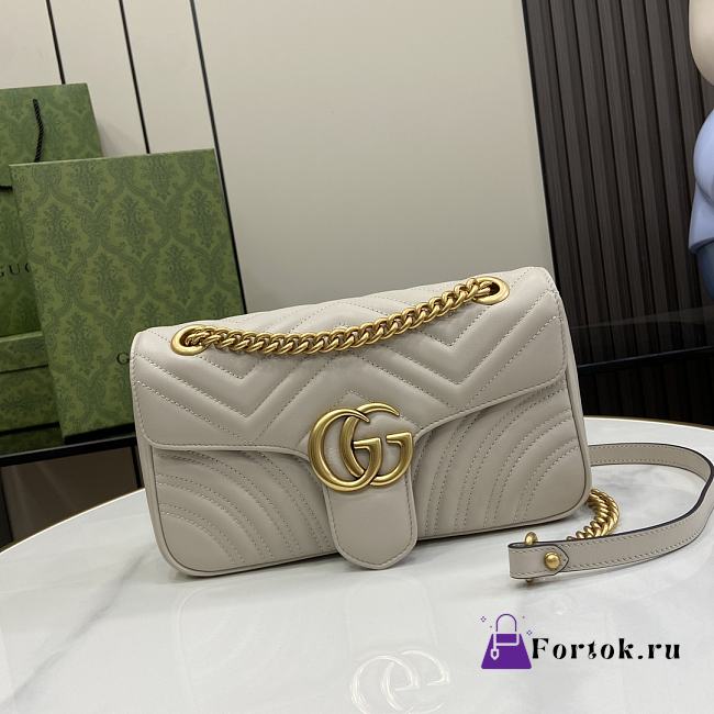 Fortok Gucci GG Marmont Bag in Light Grey 443497 26x13x6cm - 1