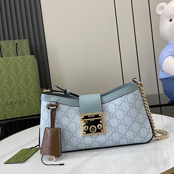 Fortok Gucci GG Padlock Shoulder Bag Blue 811705 26.5x13.5x4.5cm