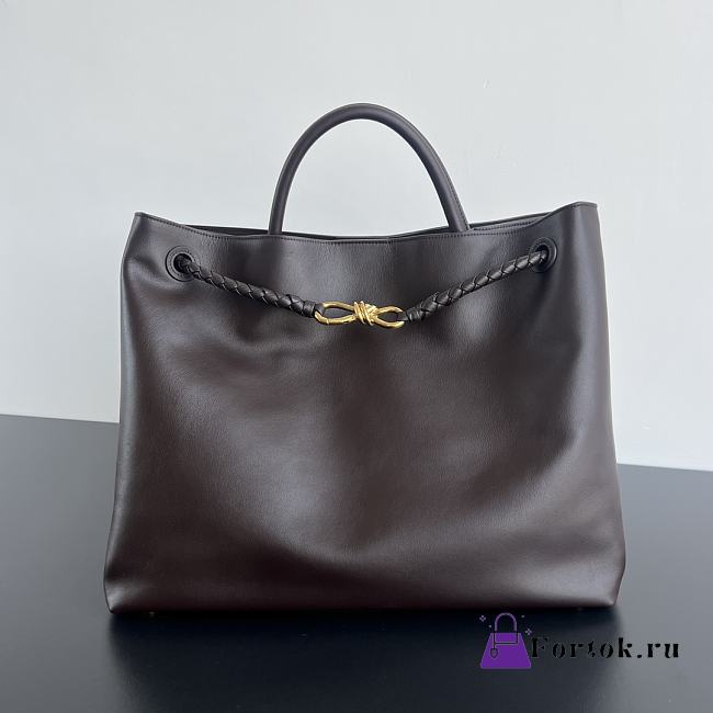 Fortok Bottega Veneta Andiamo Handbag Dark Brown 709683 42x35x18cm - 1