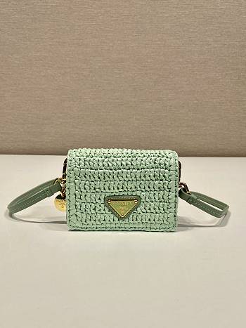 Fortok Prada Woven Small Bag Green 1MR024 11.5x8cm