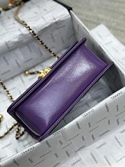 Fortok Chanel Double Gold Ball Flap Bag Purple 19cm - 6