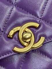 Fortok Chanel Double Gold Ball Flap Bag Purple 19cm - 4