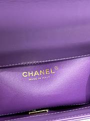 Fortok Chanel Double Gold Ball Flap Bag Purple 19cm - 2