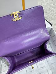Fortok Chanel Double Gold Ball Flap Bag Purple 19cm - 3