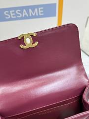Fortok Chanel Double Gold Ball Flap Bag Burgundy 19cm - 5