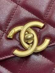 Fortok Chanel Double Gold Ball Flap Bag Burgundy 19cm - 4