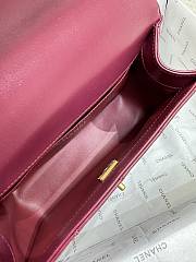 Fortok Chanel Double Gold Ball Flap Bag Burgundy 19cm - 2
