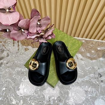 Fortok Gucci Marina Chain Slide Sandals in Black