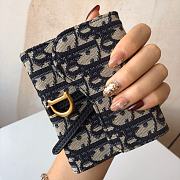 Fortok Dior Saddle Wallet Blue Oblique Jacquard 11x10x2cm - 4