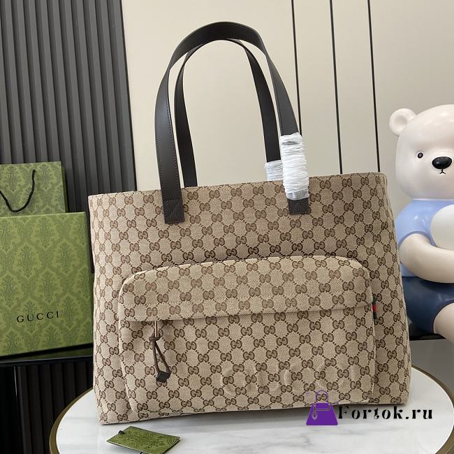 Fortok Gucci GG Tote Bag Beige & Ebony Original GG Canvas 802166 45x32x15cm - 1