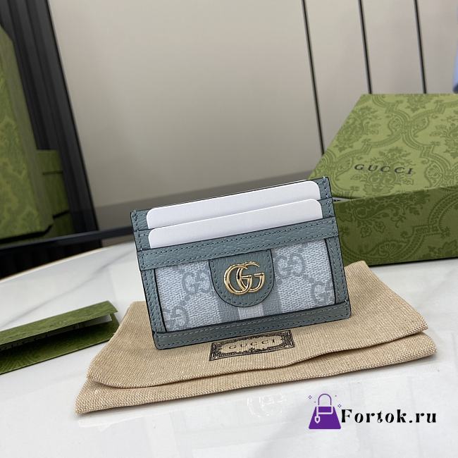 Fortok Gucci Ophidia Monogram Card Holder Blue 523159 10x7.5cm - 1