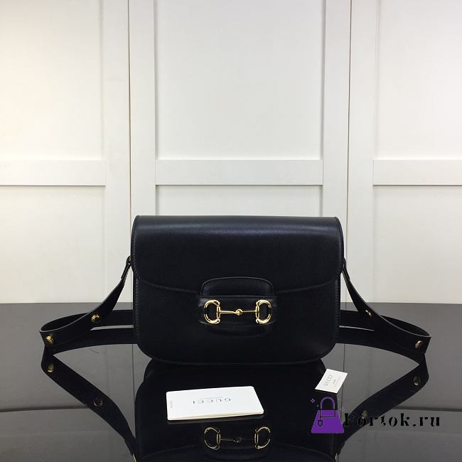 Fortok Gucci Horsebit 1955 Shoulder Bag In Black 602204 25x18x8cm - 1