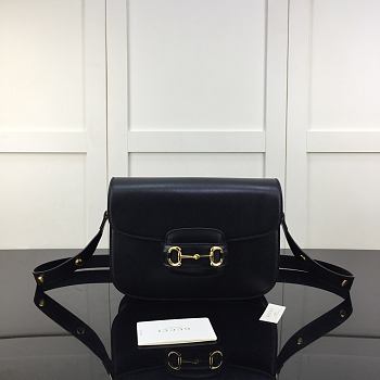 Fortok Gucci Horsebit 1955 Shoulder Bag In Black 602204 25x18x8cm