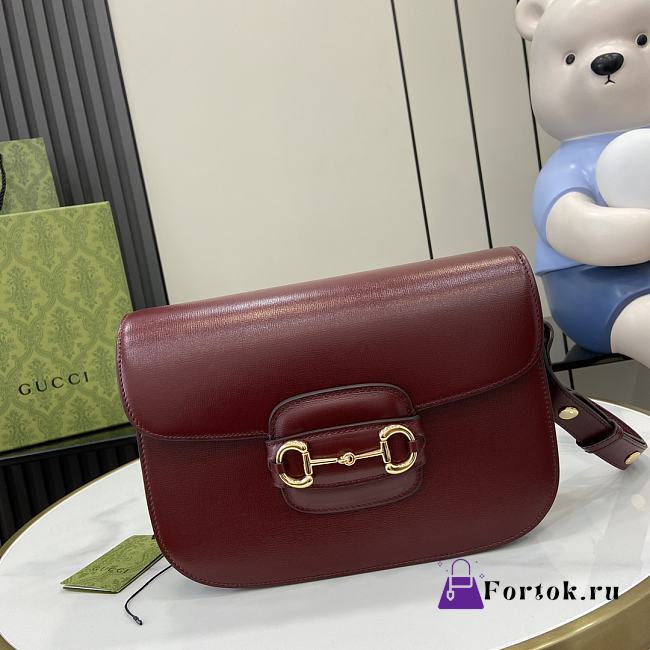 Fortok Gucci Horsebit 1955 Shoulder Bag In Burgundy 602204 25x18x8cm - 1