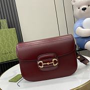 Fortok Gucci Horsebit 1955 Shoulder Bag In Burgundy 602204 25x18x8cm - 1