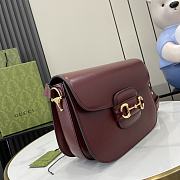 Fortok Gucci Horsebit 1955 Shoulder Bag In Burgundy 602204 25x18x8cm - 5