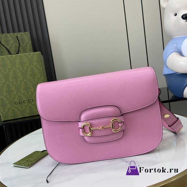 Fortok Gucci Horsebit 1955 Shoulder Bag In Pink 602204 25x18x8cm - 1