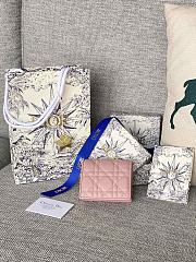 Fortok Dior Lady Mini Wallet In Pink Cannage Lambskin 11x9cm - 1