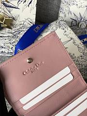 Fortok Dior Lady Mini Wallet In Pink Cannage Lambskin 11x9cm - 5
