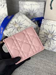 Fortok Dior Lady Mini Wallet In Pink Cannage Lambskin 11x9cm - 3