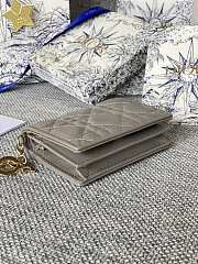 Fortok Dior Lady Mini Wallet In Grey Cannage Lambskin 11x9cm - 5