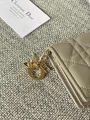 Fortok Dior Lady Mini Wallet In Grey Cannage Lambskin 11x9cm - 2