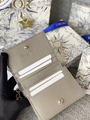 Fortok Dior Lady Mini Wallet In Grey Cannage Lambskin 11x9cm - 3