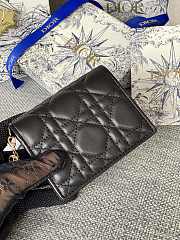 Fortok Dior Lady Mini Wallet In Black Cannage Lambskin 11x9cm - 3